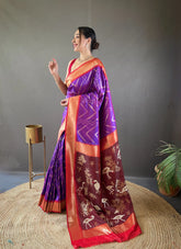 Soft Silk Zigzag Rich Ikkat Pallu Saree